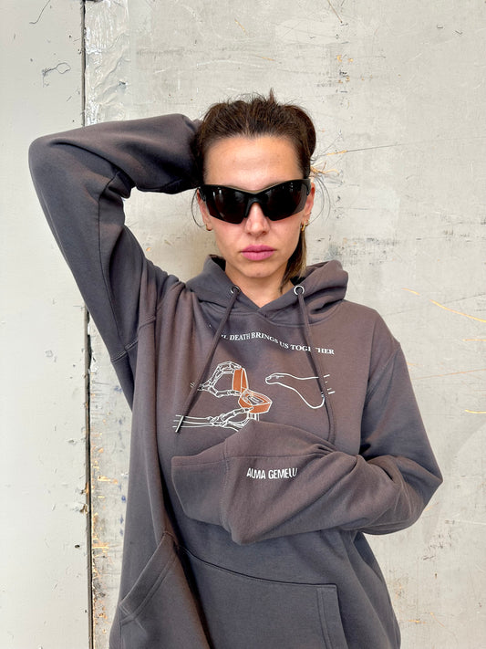 Felpa con Cappuccio "Until Death" Antracite