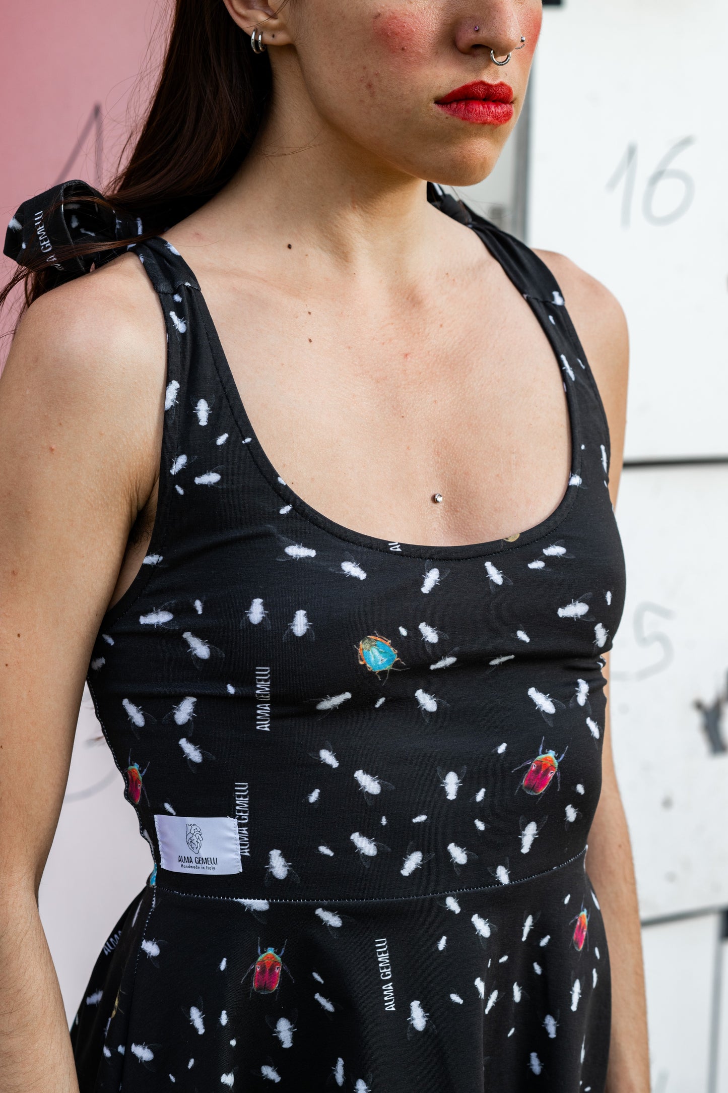 Fly Print Bow Dress