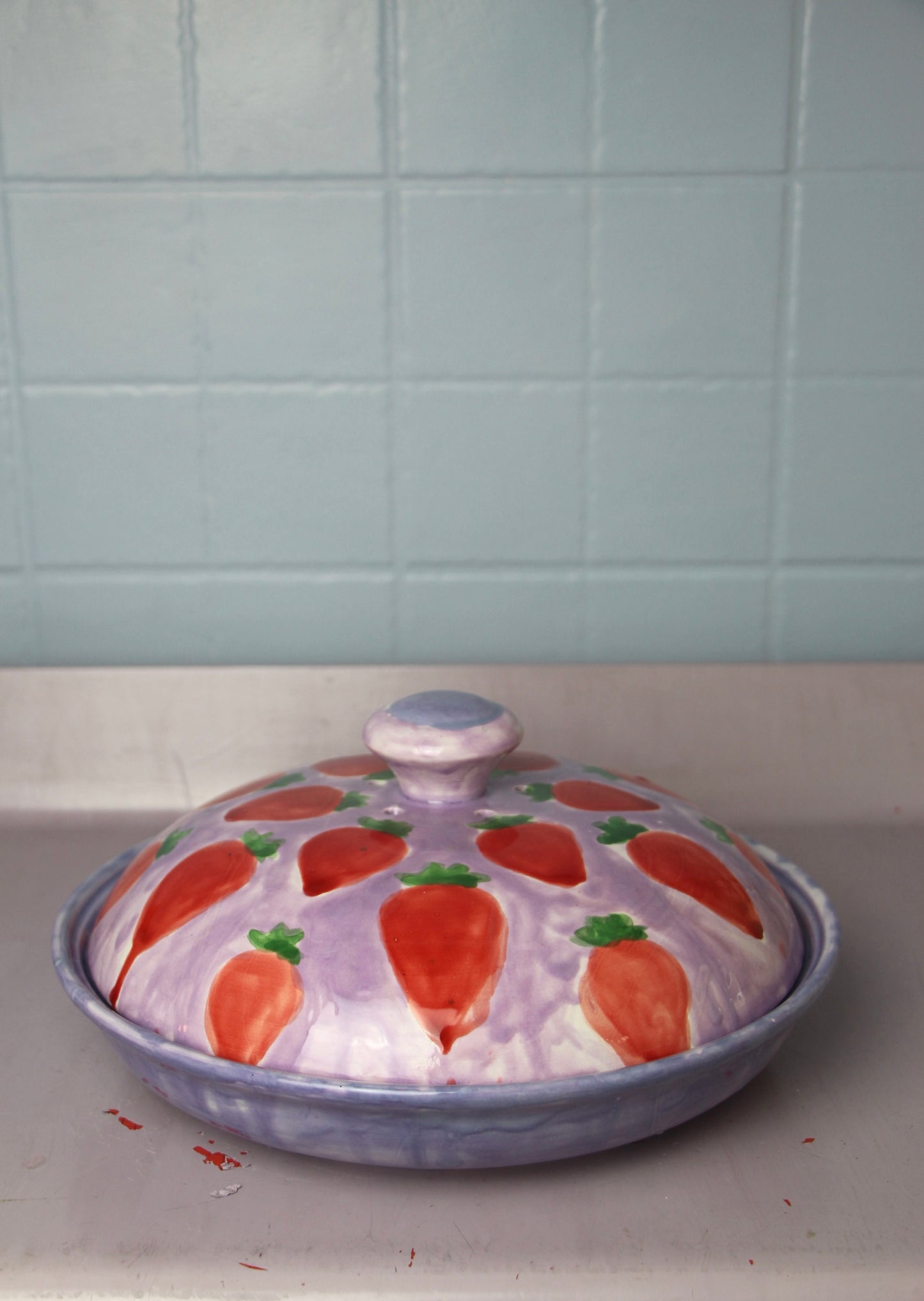 Lilac Strawberries Bread Cloche