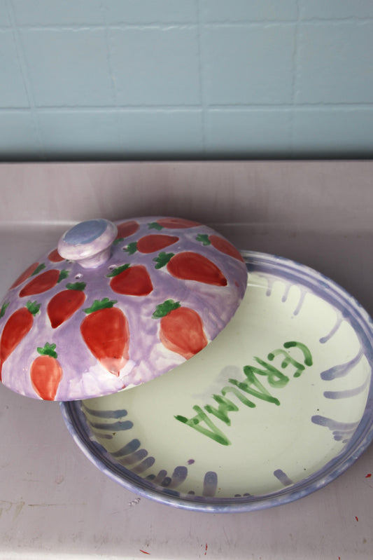 Lilac Strawberries Bread Cloche
