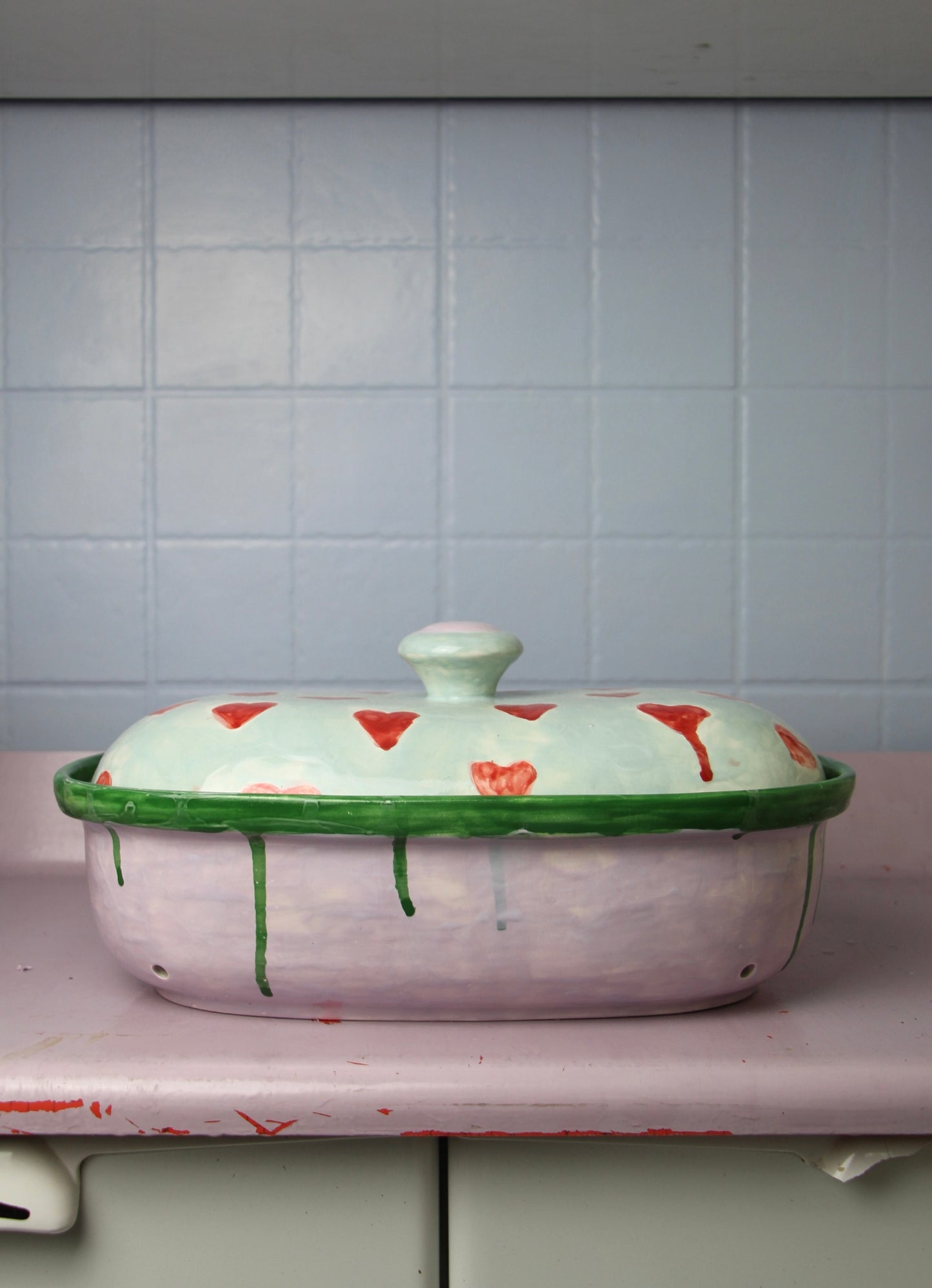 Hearts Baking Dish Green