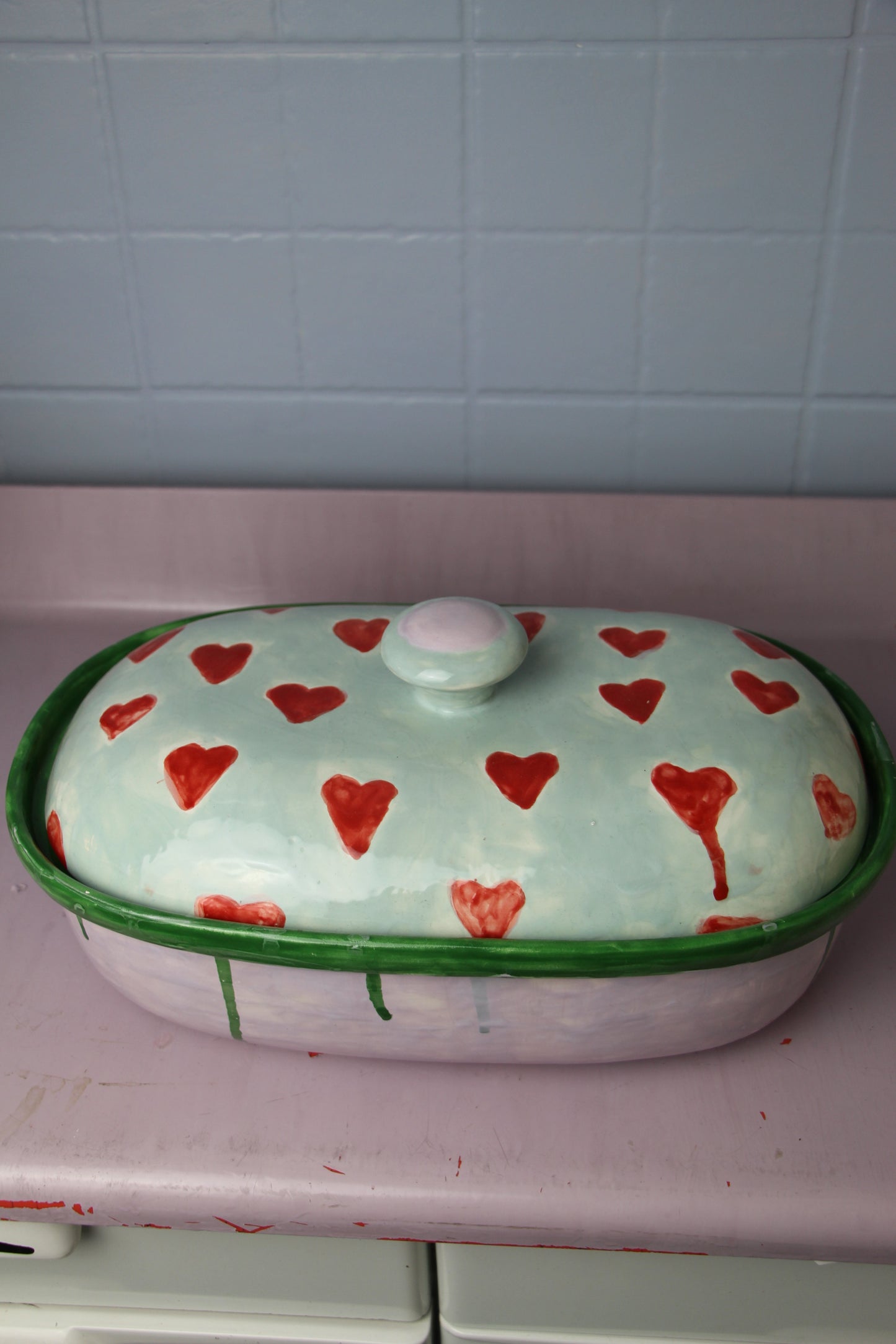 Hearts Baking Dish Green