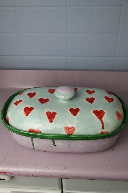 Hearts Baking Dish Green