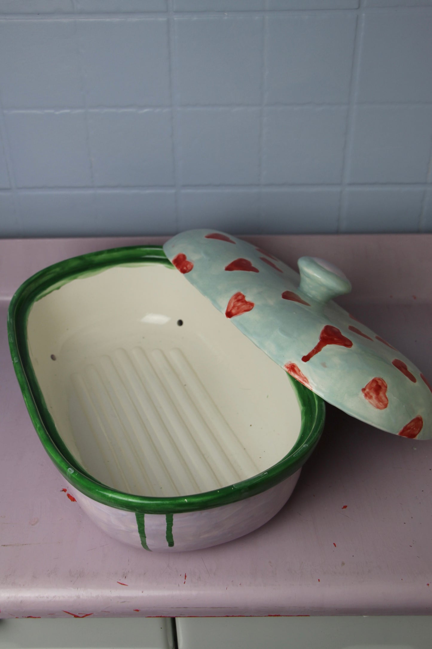 Hearts Baking Dish Green
