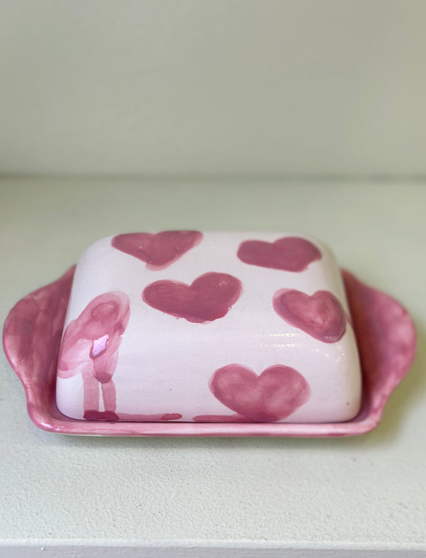 Pink romantic butter dish