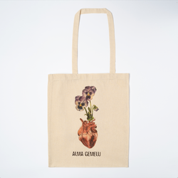 Shopper in cotone organico  “cuore di viola ” 38x42